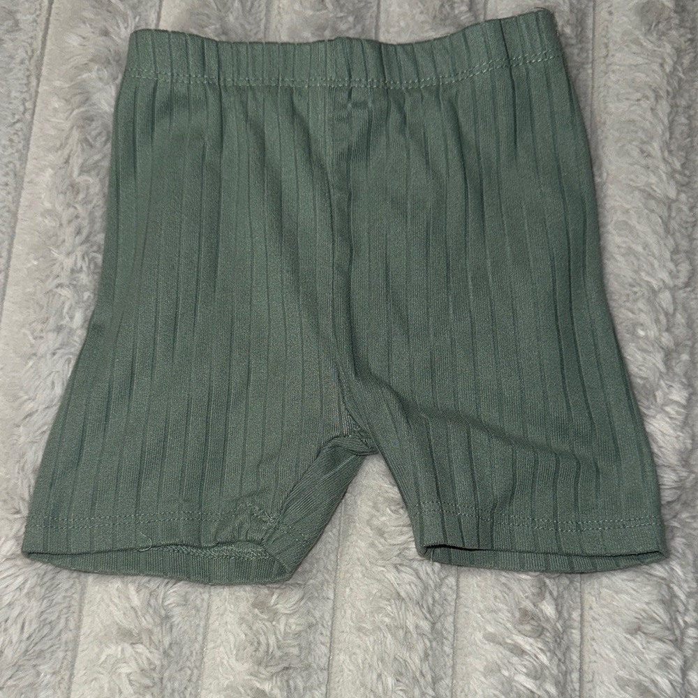 Kids Forest Green Ribbed Shorts
